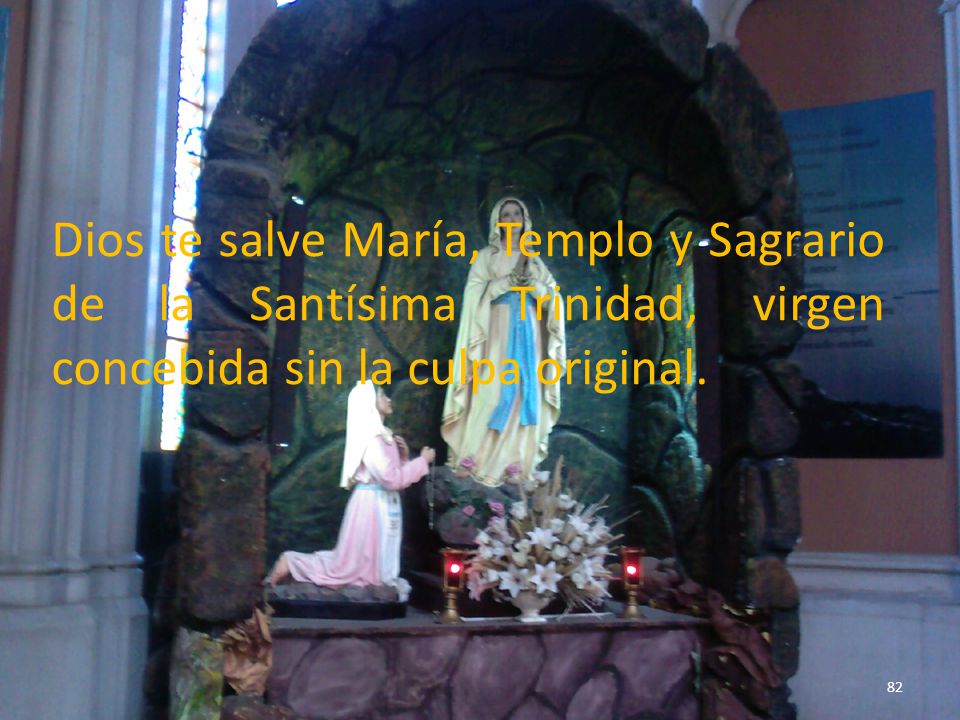 Dios te salve María, Templo y Sagrario de la Santísima Trinidad, virgen concebida sin la culpa original.