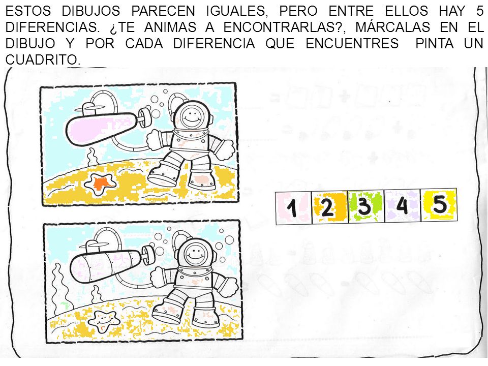 ESTOS DIBUJOS PARECEN IGUALES, PERO ENTRE ELLOS HAY 5 DIFERENCIAS