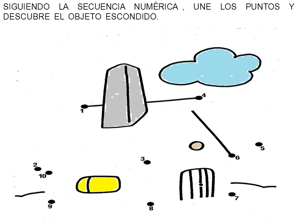 SIGUIENDO LA SECUENCIA NUMÉRICA , UNE LOS PUNTOS Y DESCUBRE EL OBJETO ESCONDIDO.
