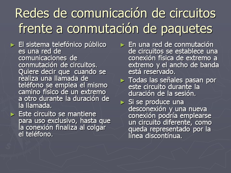 Redes de comunicación de circuitos frente a conmutación de paquetes