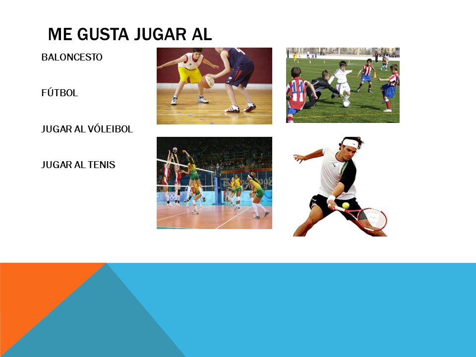 ME GUSTA JUGAR al BALONCESTO FÚTBOL JUGAR AL VÓLEIBOL JUGAR AL TENIS