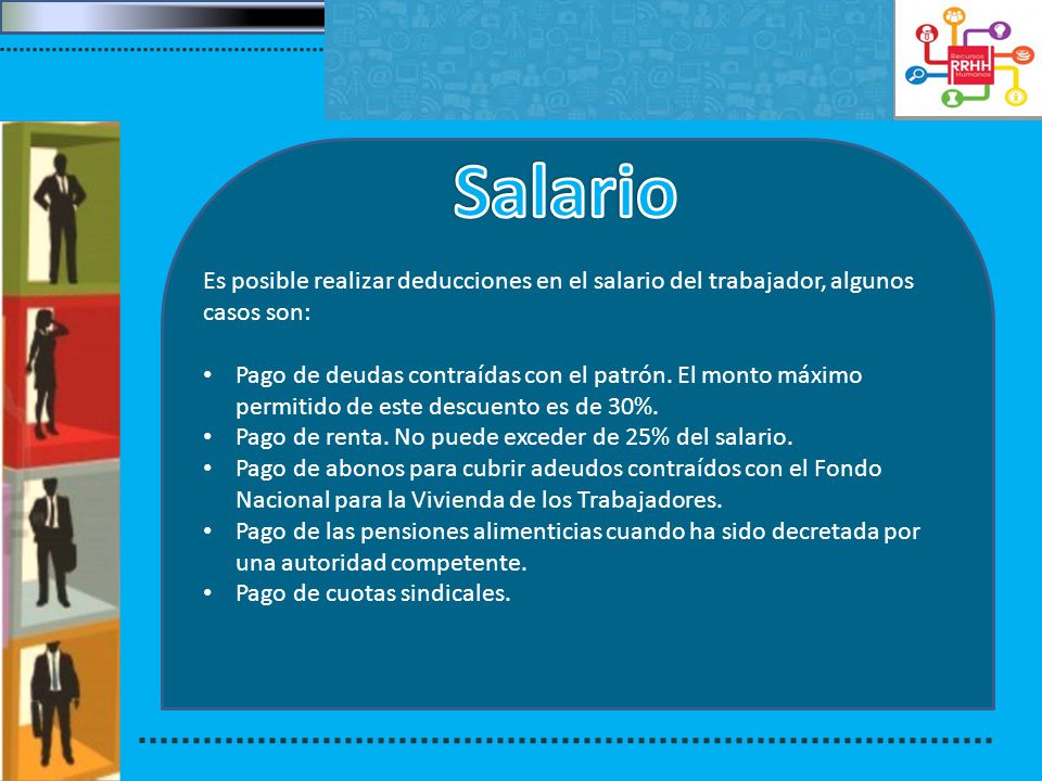 Salario Es posible realizar deducciones en el salario del trabajador, algunos casos son: