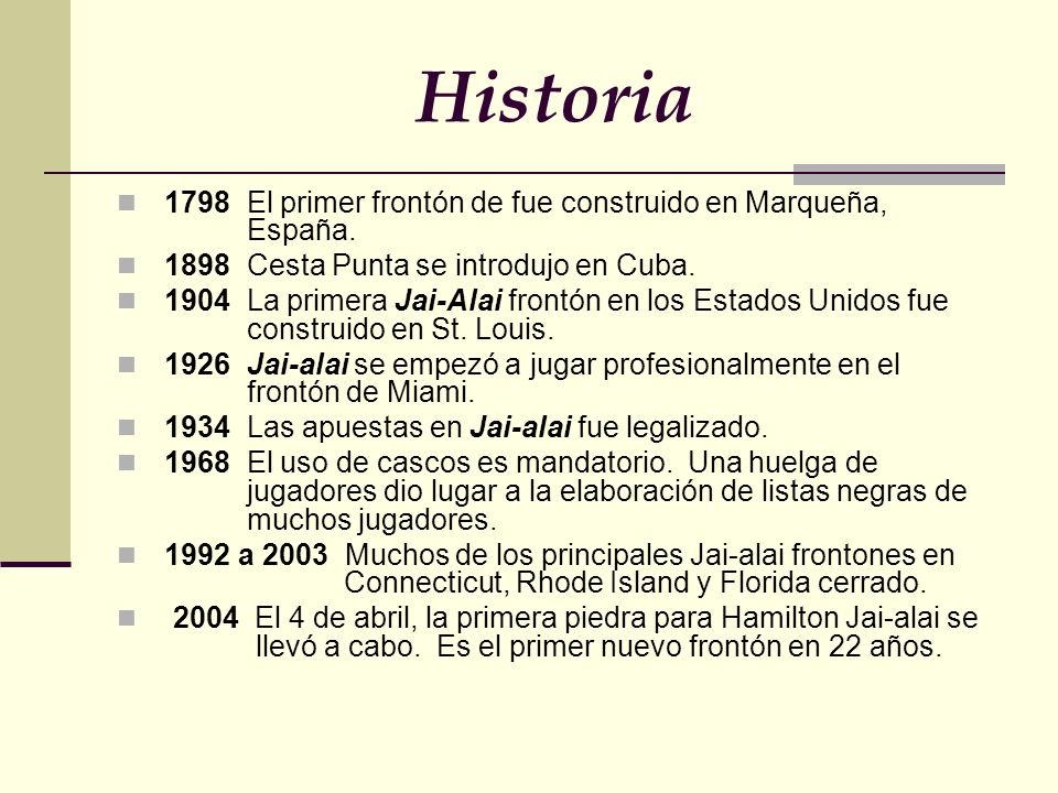 Historia 1798 El primer frontón de fue construido en Marqueña, España.