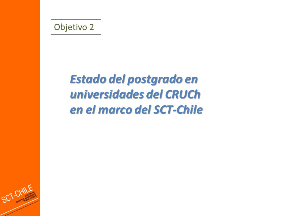 Objetivo 2 Estado del postgrado en universidades del CRUCh en el marco del SCT-Chile