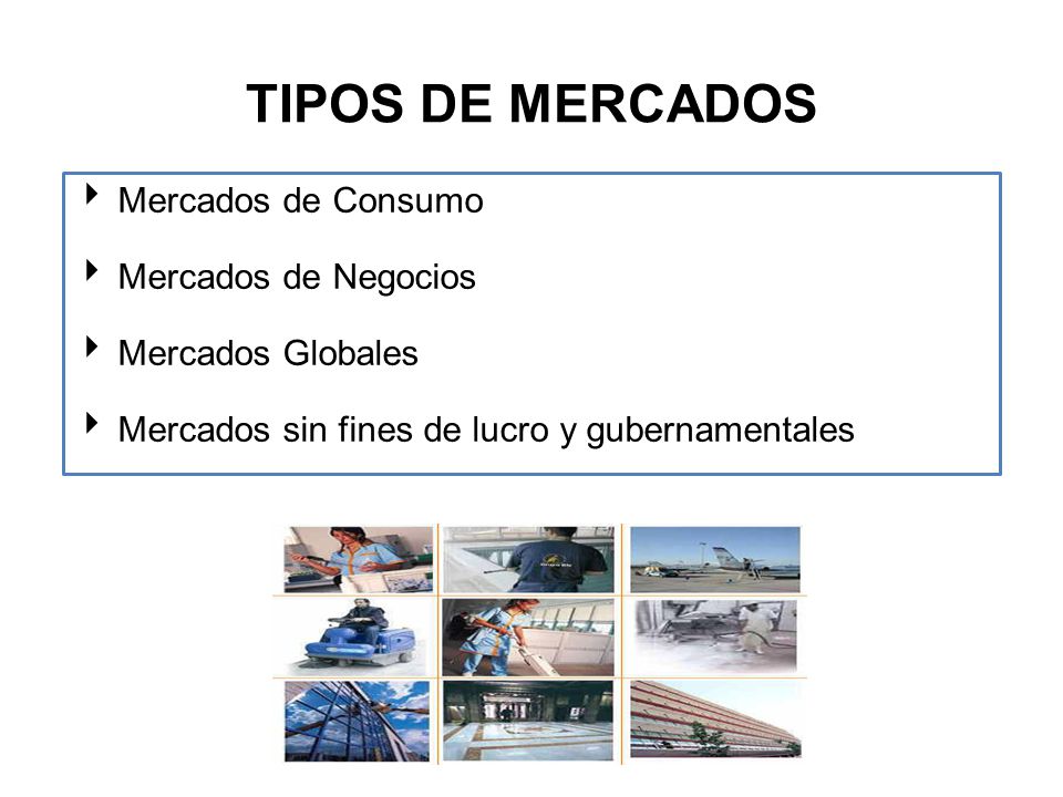 TIPOS DE MERCADOS Mercados de Consumo Mercados de Negocios