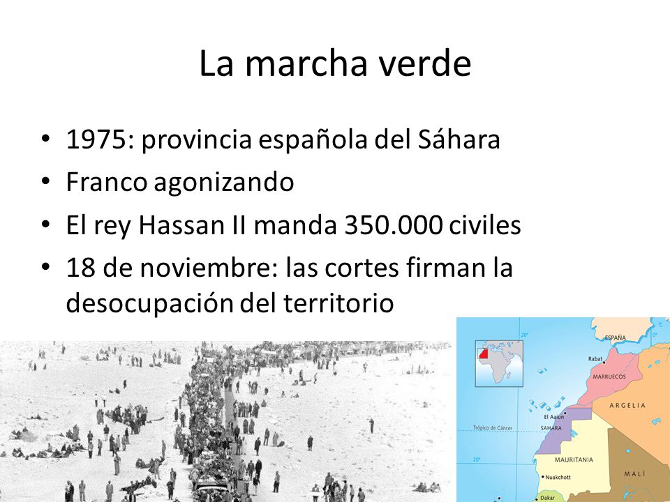 La marcha verde 1975: provincia española del Sáhara Franco agonizando