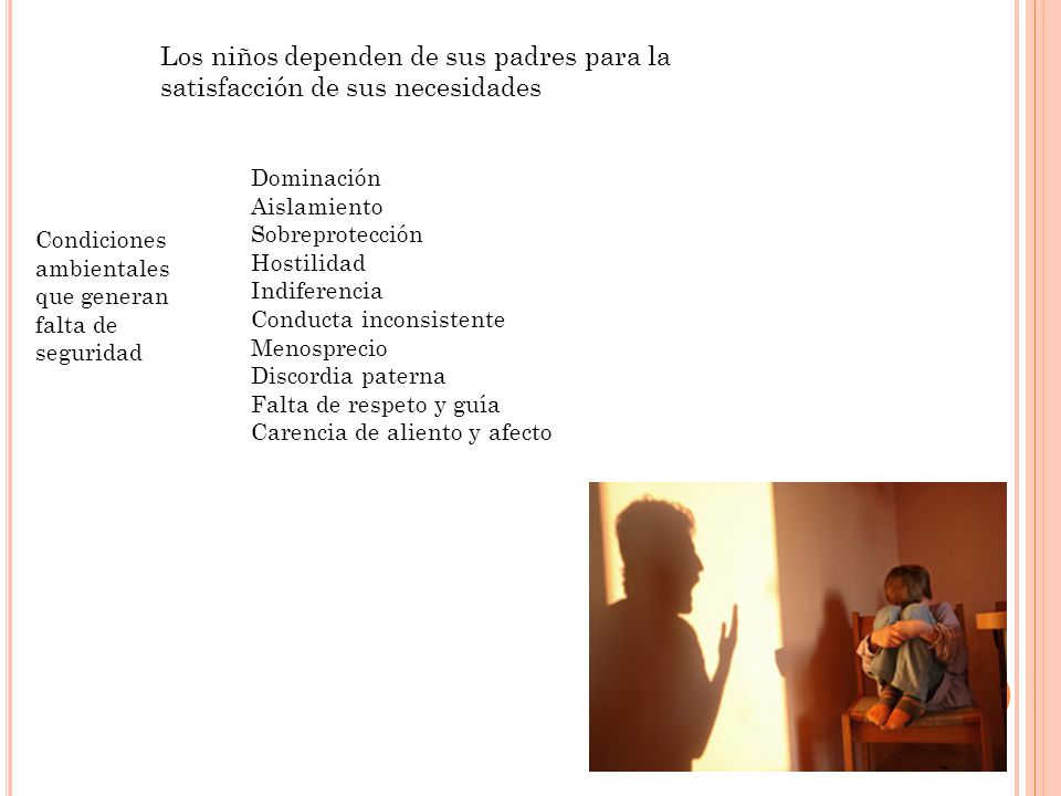Los niños dependen de sus padres para la satisfacción de sus necesidades