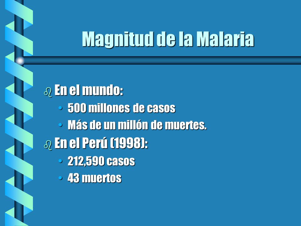 Magnitud de la Malaria En el mundo: En el Perú (1998):