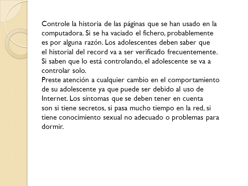 Controle la historia de las páginas que se han usado en la computadora