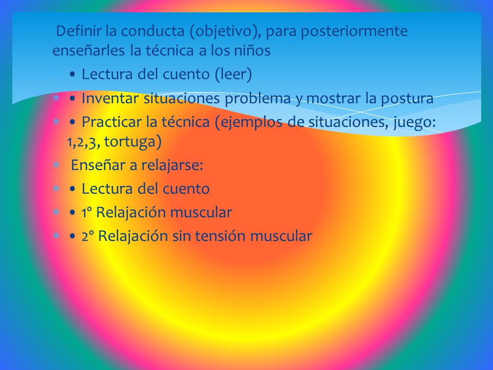 Definir la conducta (objetivo), para posteriormente enseñarles la técnica a los niños
