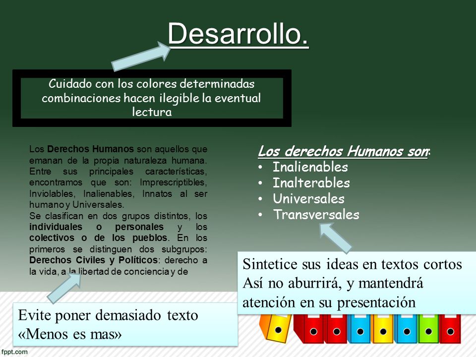 Desarrollo. Sintetice sus ideas en textos cortos