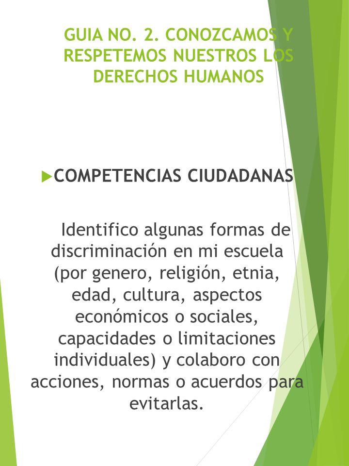 GUIA NO. 2. CONOZCAMOS Y RESPETEMOS NUESTROS LOS DERECHOS HUMANOS