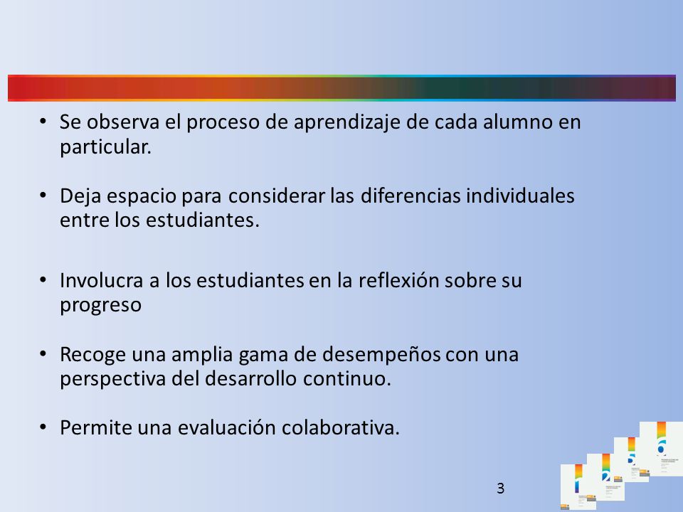 Se observa el proceso de aprendizaje de cada alumno en particular.