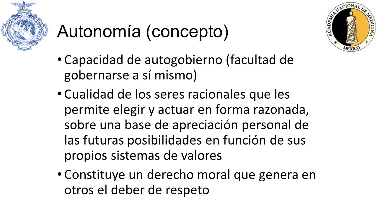 Autonomía (concepto) Capacidad de autogobierno (facultad de gobernarse a sí mismo)