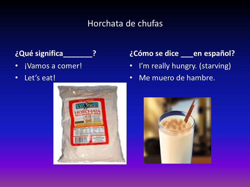 Horchata de chufas ¿Qué significa_______ ¿Cómo se dice ___en español