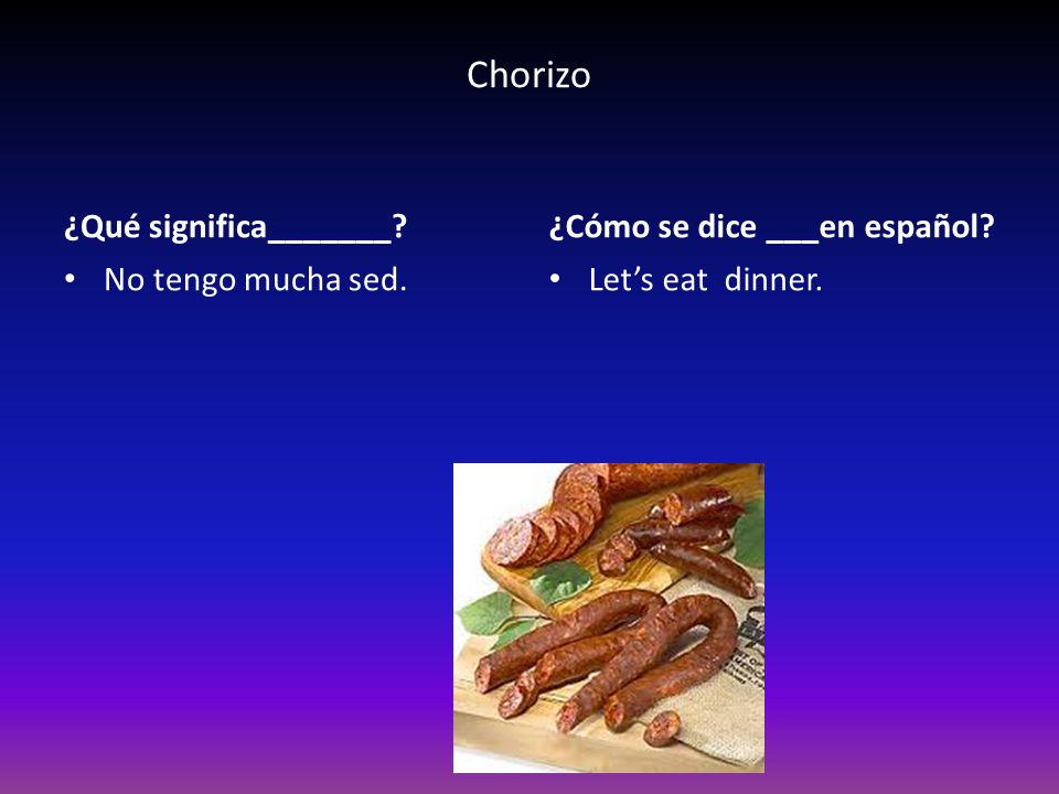 Chorizo ¿Qué significa_______ ¿Cómo se dice ___en español
