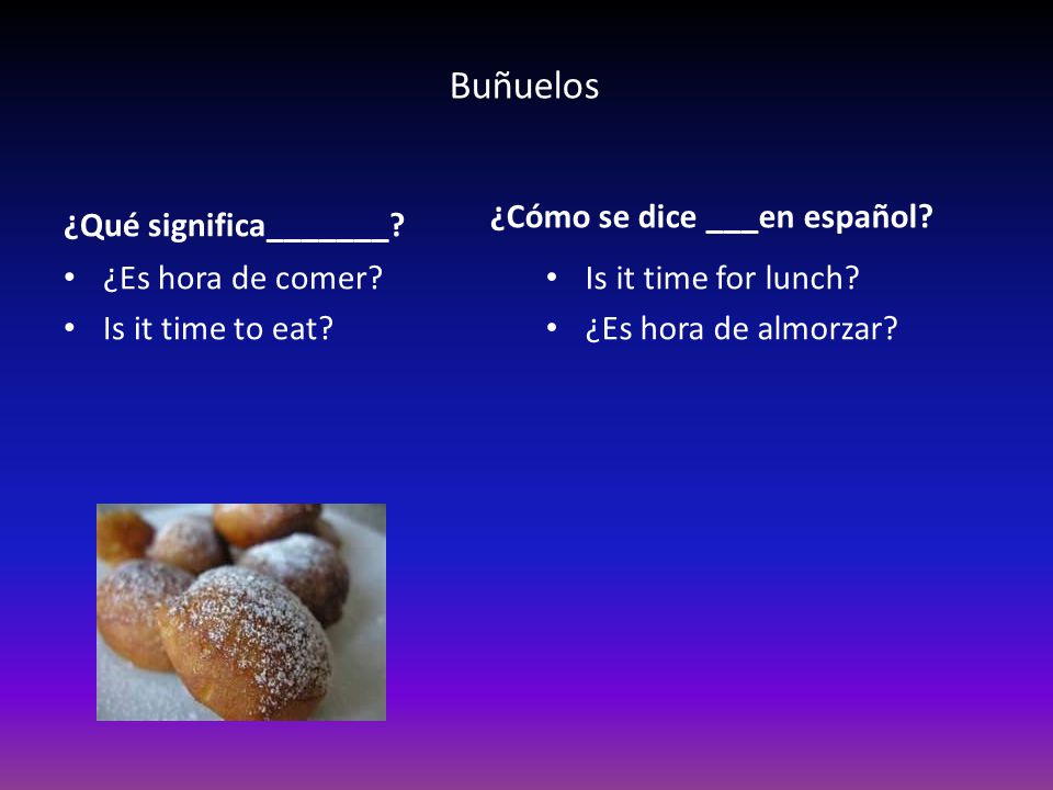 Buñuelos ¿Qué significa_______ ¿Cómo se dice ___en español