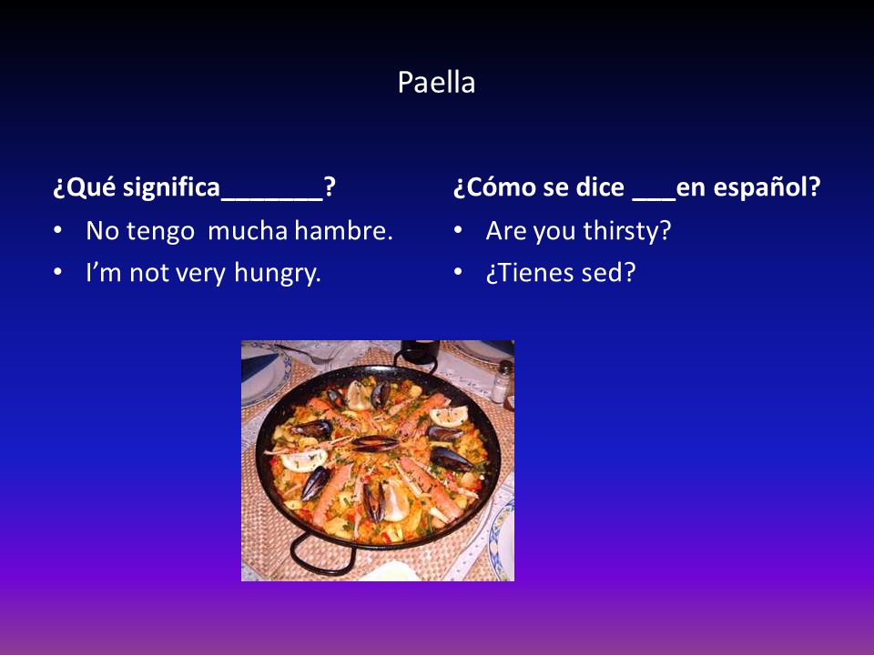 Paella ¿Qué significa_______ ¿Cómo se dice ___en español