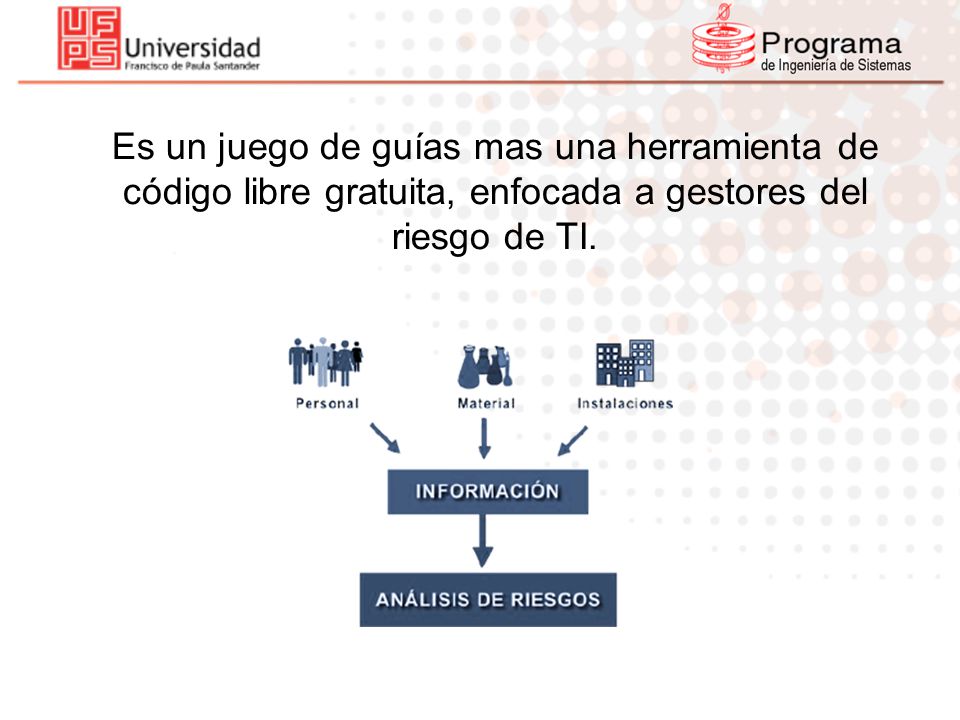 Es un juego de guías mas una herramienta de código libre gratuita, enfocada a gestores del riesgo de TI.