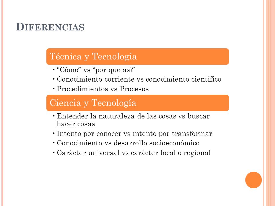 Diferencias Técnica y Tecnología Cómo vs por que así