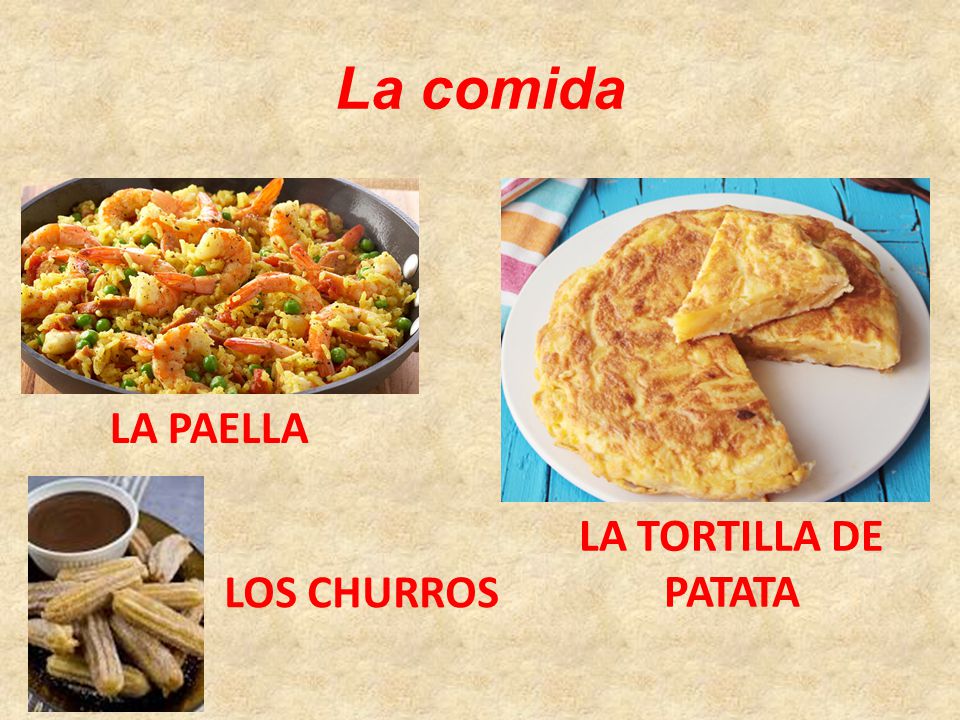 La comida LA PAELLA LA TORTILLA DE PATATA LOS CHURROS