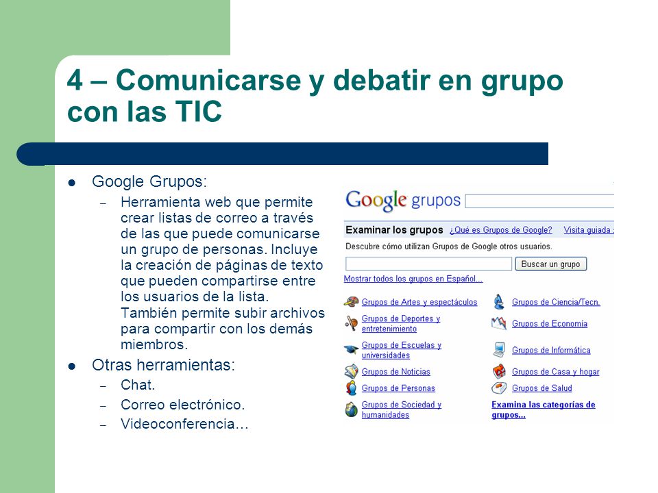 4 – Comunicarse y debatir en grupo con las TIC