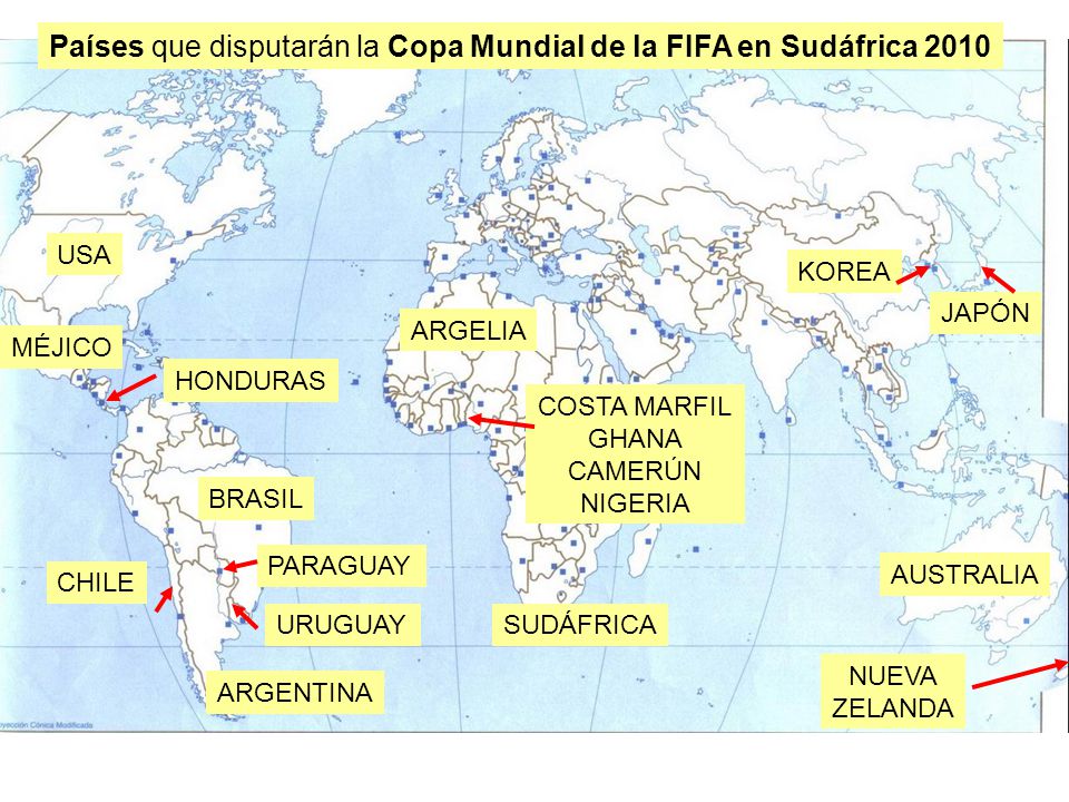 Países que disputarán la Copa Mundial de la FIFA en Sudáfrica 2010