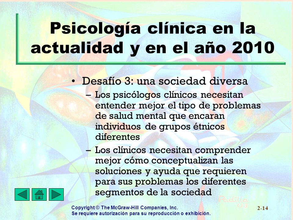 Psicología clínica en la actualidad y en el año 2010