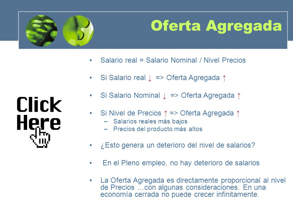 Oferta Agregada Salario real = Salario Nominal / Nivel Precios