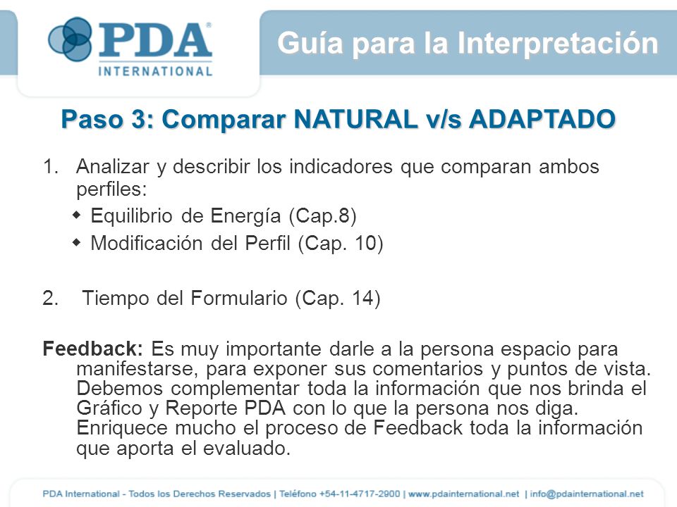 Guía para la Interpretación Paso 3: Comparar NATURAL v/s ADAPTADO
