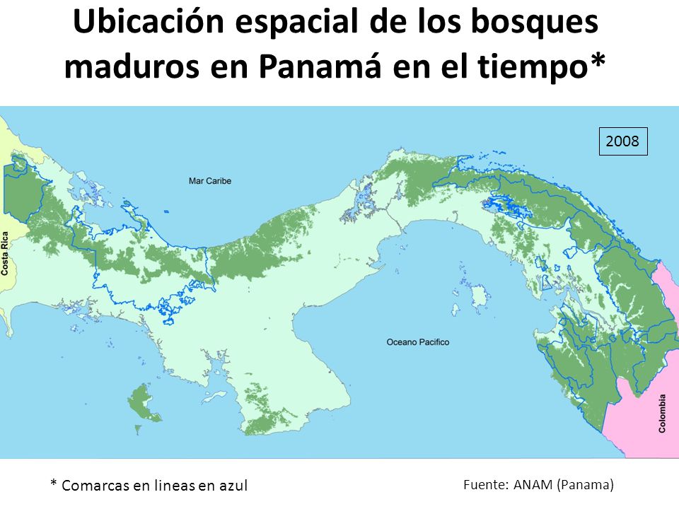 Ubicación espacial de los bosques maduros en Panamá en el tiempo*