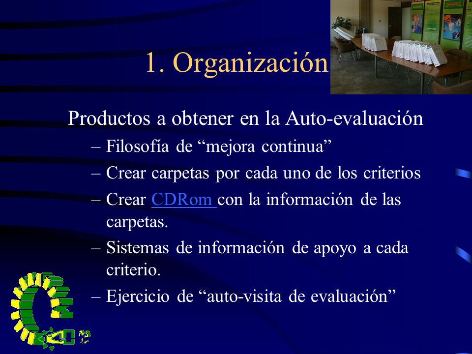 1. Organización Productos a obtener en la Auto-evaluación