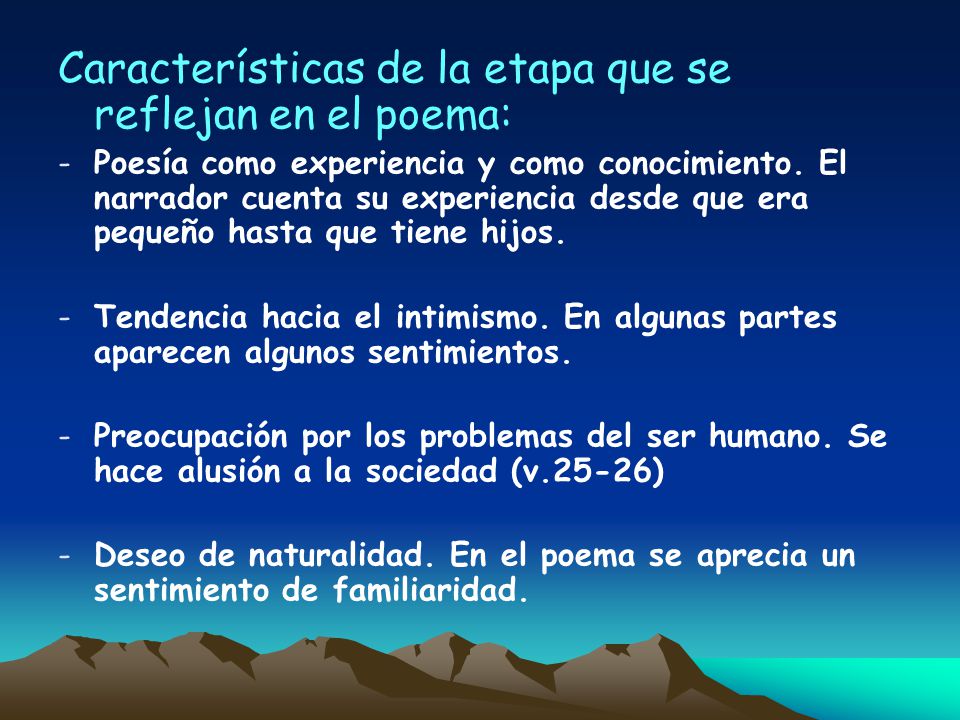 Características de la etapa que se reflejan en el poema: