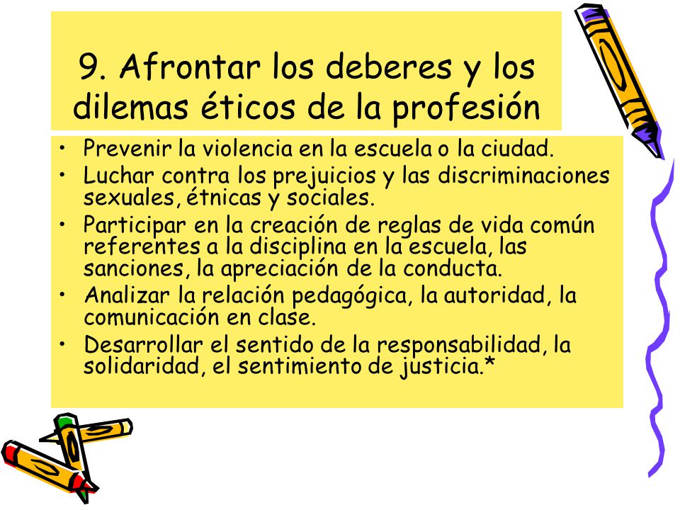 9. Afrontar los deberes y los dilemas éticos de la profesión