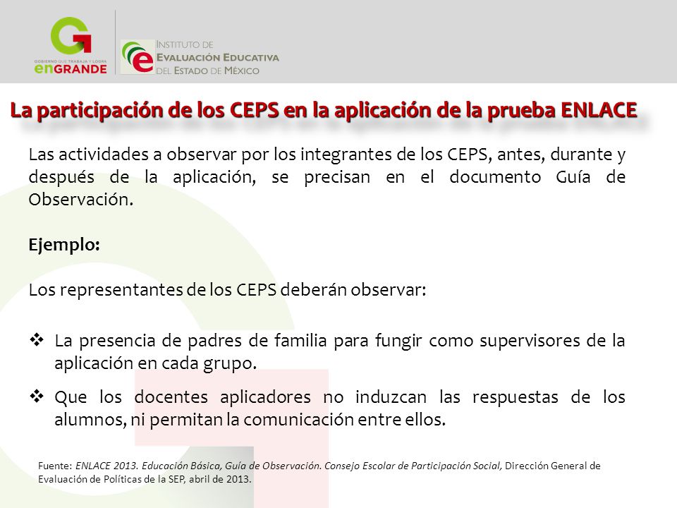 La participación de los CEPS en la aplicación de la prueba ENLACE