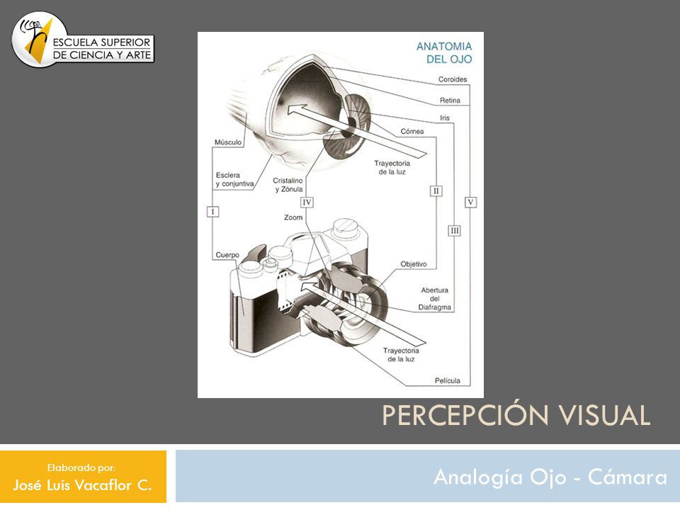 Percepción visual Analogía Ojo - Cámara José Luis Vacaflor C.