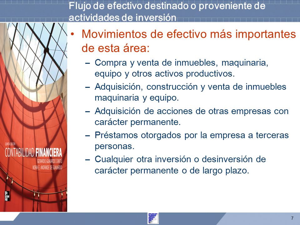 Flujo de efectivo destinado o proveniente de actividades de inversión