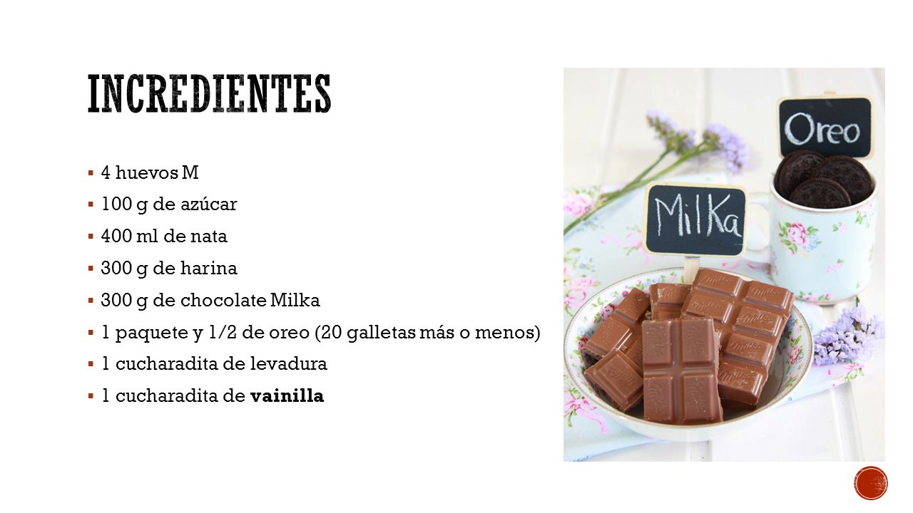 INCREDIENTES 4 huevos M 100 g de azúcar 400 ml de nata 300 g de harina