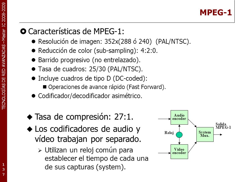 Los codificadores de audio y vídeo trabajan por separado.