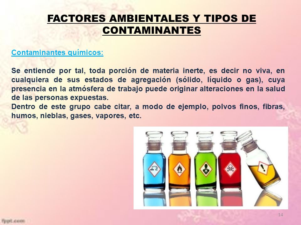 FACTORES AMBIENTALES Y TIPOS DE CONTAMINANTES