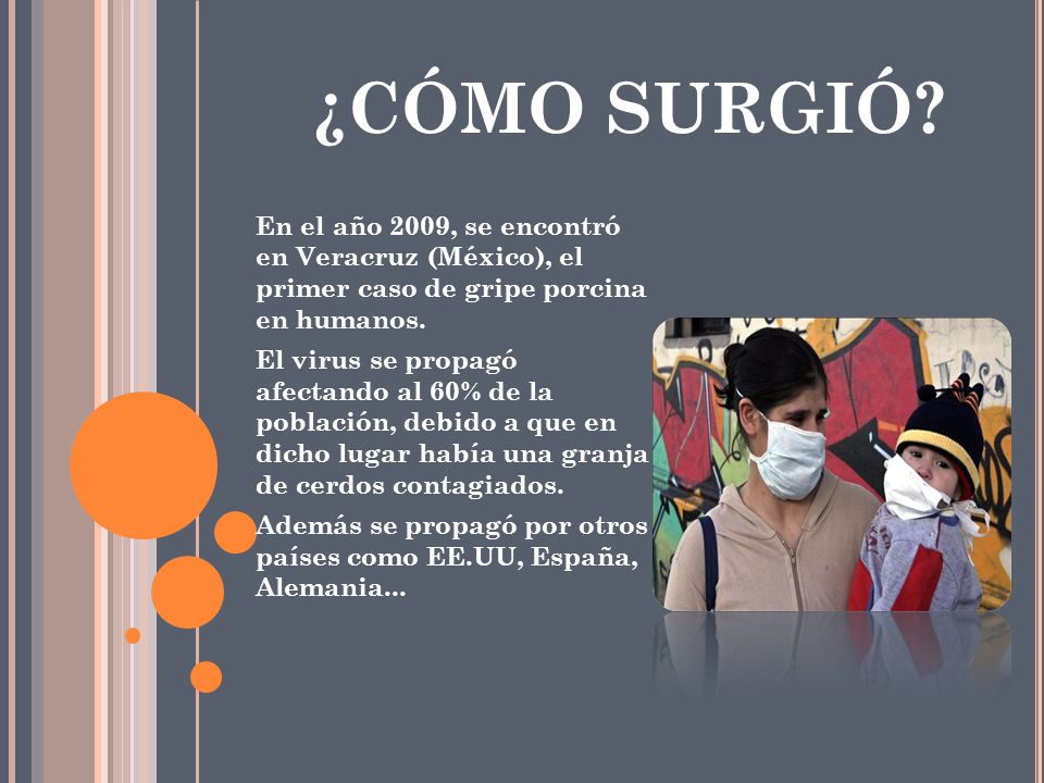 ¿CÓMO SURGIÓ En el año 2009, se encontró en Veracruz (México), el primer caso de gripe porcina en humanos.