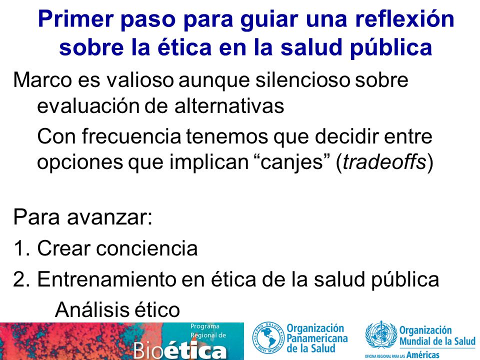 Primer paso para guiar una reflexión sobre la ética en la salud pública