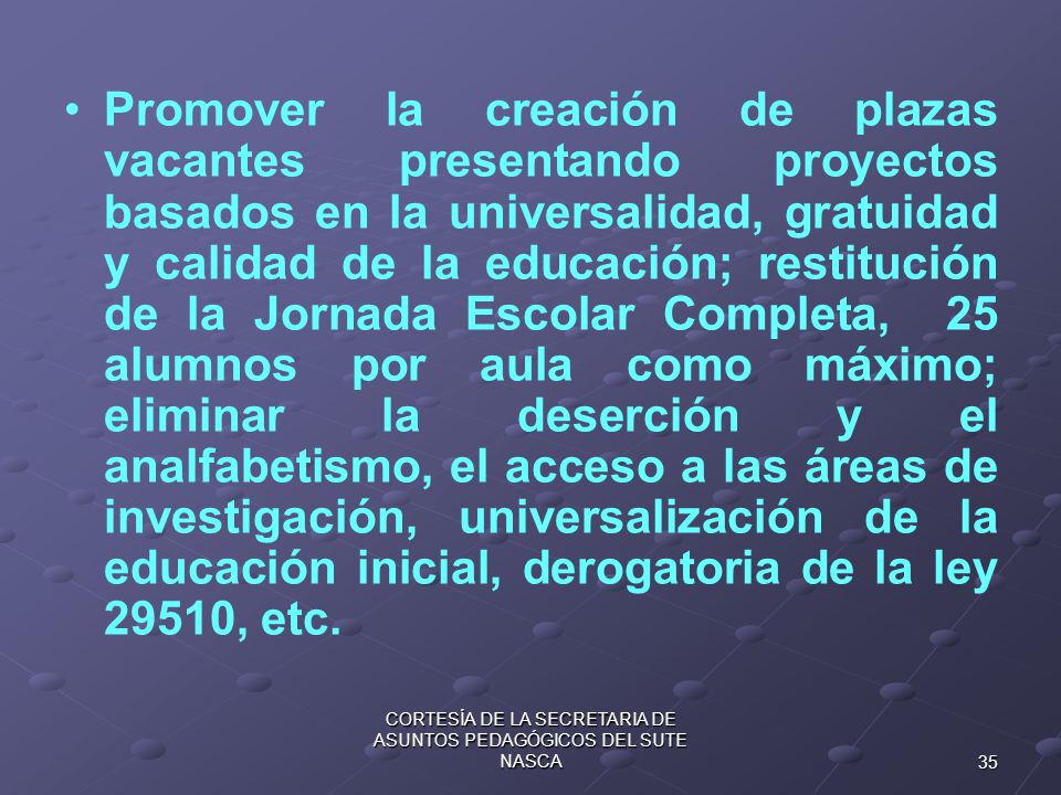 CORTESÍA DE LA SECRETARIA DE ASUNTOS PEDAGÓGICOS DEL SUTE NASCA