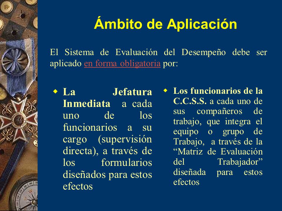 Ámbito de Aplicación El Sistema de Evaluación del Desempeño debe ser aplicado en forma obligatoria por: