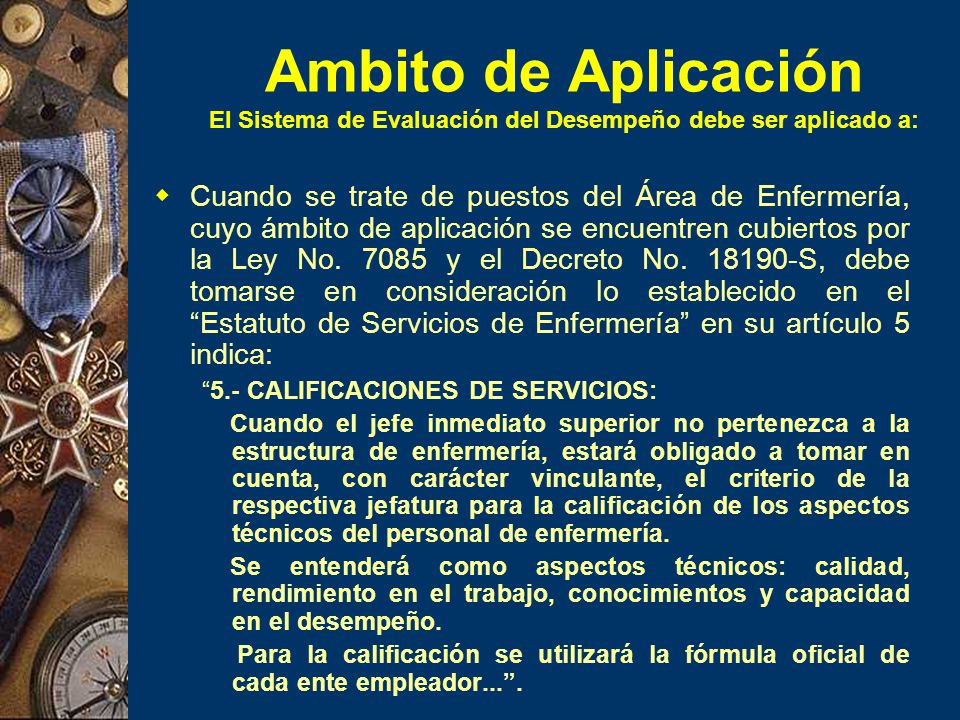 Ambito de Aplicación El Sistema de Evaluación del Desempeño debe ser aplicado a: