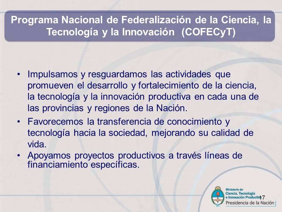 Programa Nacional de Federalización de la Ciencia, la Tecnología y la Innovación (COFECyT)