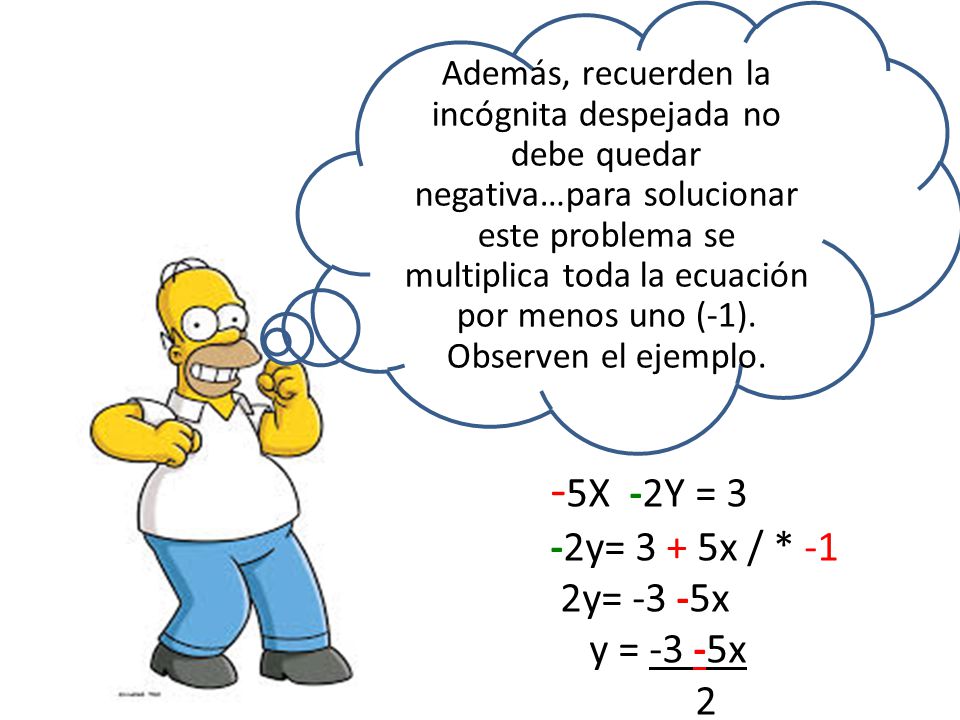 -5X -2Y = 3 -2y= 3 + 5x / * -1 2y= -3 -5x y = -3 -5x 2