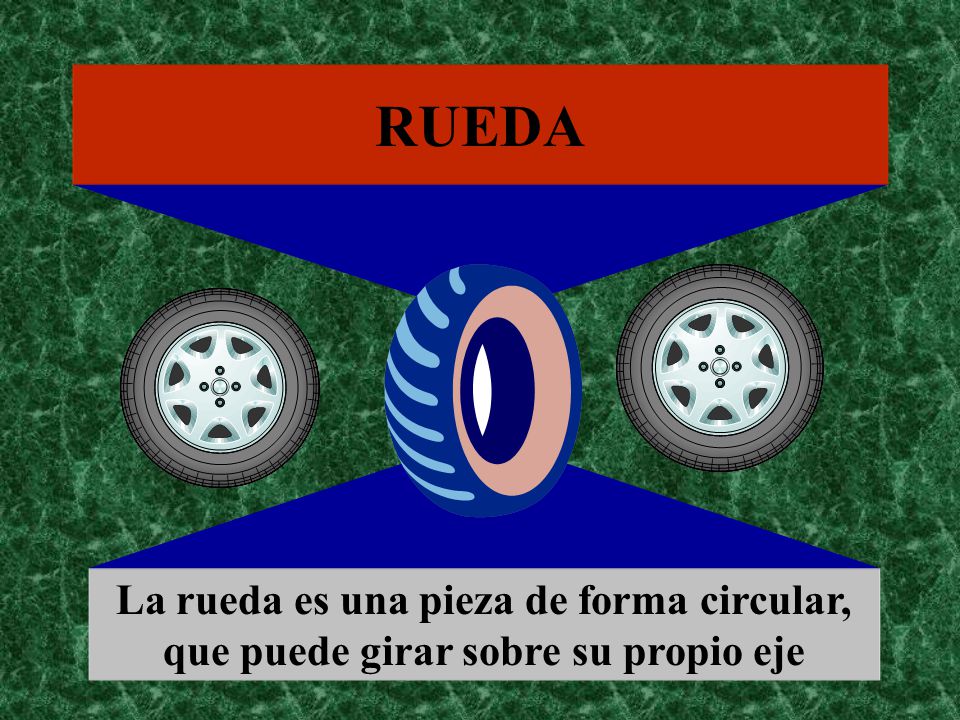 RUEDA La rueda es una pieza de forma circular, que puede girar sobre su propio eje