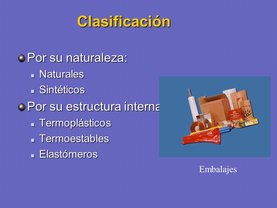 Clasificación Por su naturaleza: Por su estructura interna Naturales