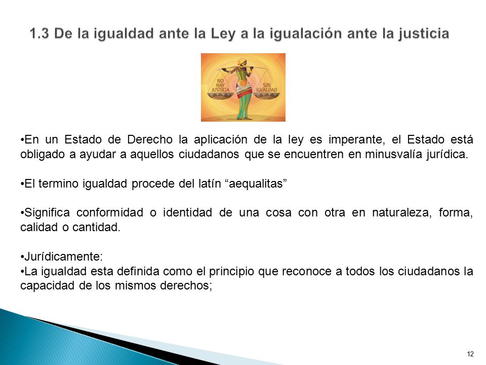 1.3 De la igualdad ante la Ley a la igualación ante la justicia